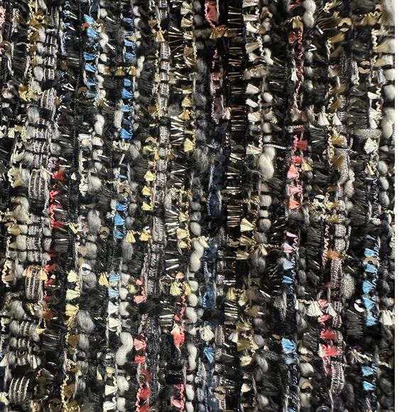 Alberto Malik Large Black Pastel Tweed Mesh Back Open Front Fridge Cardigan - Picture 5 of 8